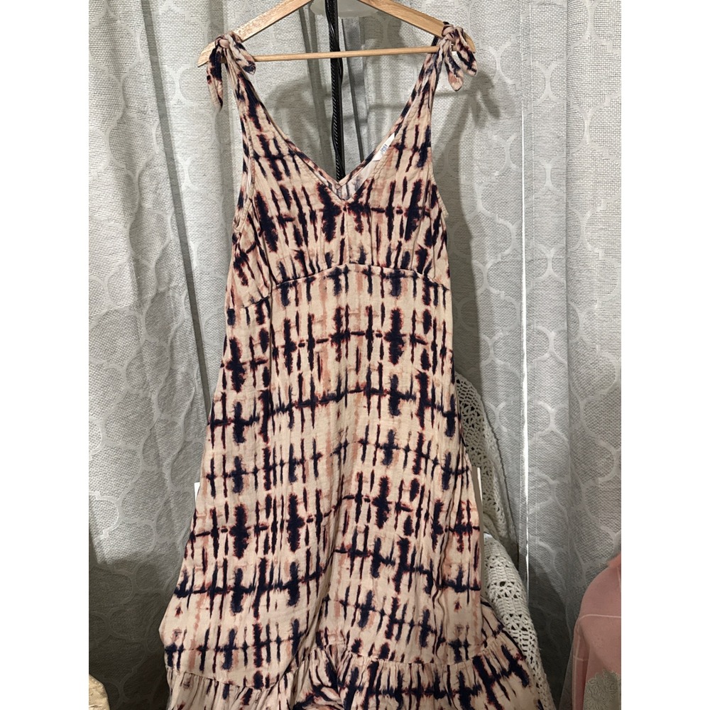 Time and Tru Women Tie Dye Maxi Dress Medium 8-10 Cotton Sleeveless Pockets Boho